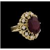 Image 1 : 14KT Yellow Gold 12.00ct Ruby and Diamond Ring
