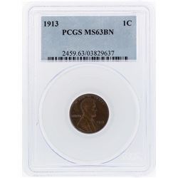 1913 Lincoln Wheat Cent PCGS MS63BN