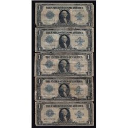 Lot of (5) 1923 $1 Silver Certificate Notes