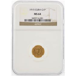 1915 Cuba Gold Peso Coin NGC MS64
