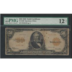 1922 $50 Large Size Gold Certificate PMG F12 Net