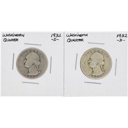 1932-S & 1932-D Washington Silver Quarter Coins