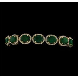 14KT Yellow Gold 24.29ctw Emerald and Diamond Bracelet