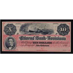 1860's $10 Citizens Bank of Louisiana Note