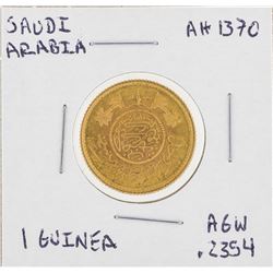 1370AH Saudi Arabia 1 Guinea Gold Coin
