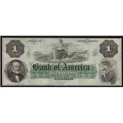 1800's $1 Rhode Island Bank of America Obsolete Bank Note