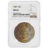 Image 1 : 1887 $1 Morgan Silver Dollar Coin w/ Nice Rainbow Toning NGC MS64