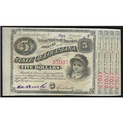 1870's $5 State of Louisiana Baby Bond Obsolete Note