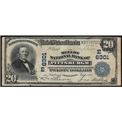 1902 PB $20 The Mellon National Bank of Pittsburgh National Bank Note