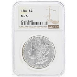 1886 $1 Morgan Silver Dollar Coin NGC MS65