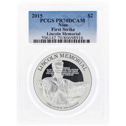 2015 $2 Niue FS Lincoln Memorial Silver Proof Coin PCGS PR70DCAM