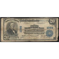 1902 PB $20 National Metropolitan Bank of Washington National Bank Note