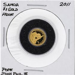 2011 Samoa $1 Gold Proof Coin Pope John Paul II