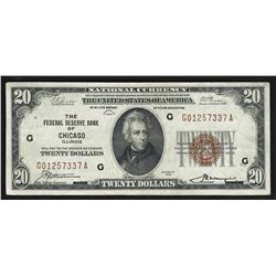 1929 $20 Federal Reserve Bank Note of Chicago
