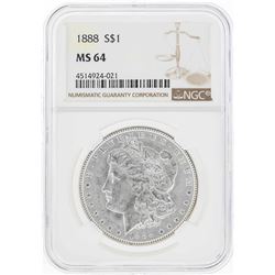 1888 $1 Morgan Silver Dollar Coin w/ Nice Toning NGC MS64