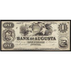 1800's $1 The Bank of Augusta Obsolete Bank Note