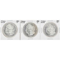 Set of (3) 1880-S $1 Morgan Silver Dollar Coins