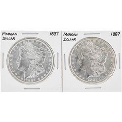 Set of (2) 1887 $1 Morgan Silver Dollar Coins