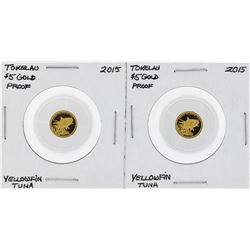 Set of (2) 2015 Tokelau $5 Gold Proof Coins