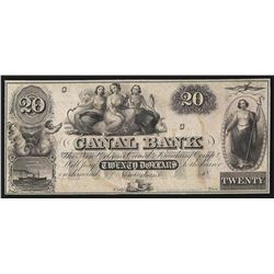 1800's $20 Canal Bank New Orleans Obsolete Bank Note