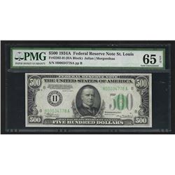 1934A $500 Federal Reserve Note St. Louis PMG Gem Uncircluated 65EPQ