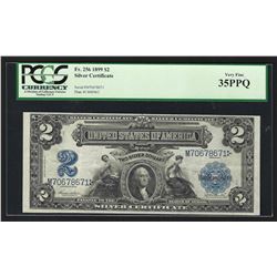 1899 $2 Mini Porthole Silver Certificate PCGS Very Fine 35PPQ