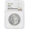Image 1 : 1881-S $1 Morgan Silver Dollar Coin NGC MS65