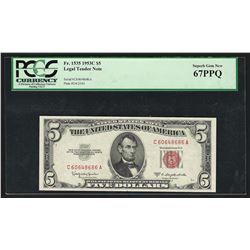 1953C $5 Legal Tender Note PCGS Superb Gem New 67PPQ
