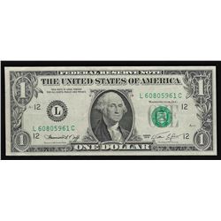 1974 $1 Federal Reserve Note Full Offset ERROR