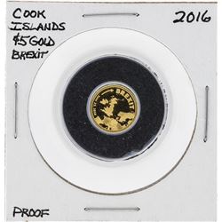 2016 Cook Islands $5 Brexit Gold Proof Coin