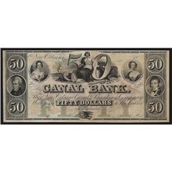 1800's $50 Canal Bank of New Orleans Obsolete Bank Note