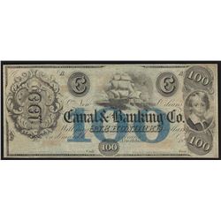 1800's $100 Canal Banking Company Obsolete Bank Note