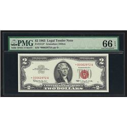 1963 $2 Legal Tender Note PMG Gem Uncirculated 66EPQ