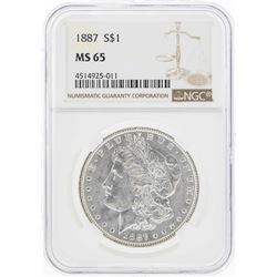 1887 $1 Morgan Silver Dollar Coin NGC MS65