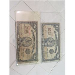 2 x 1923 25 Cent Bills