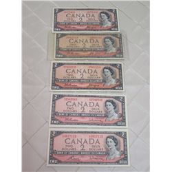 5 x 1954 $2 Bills