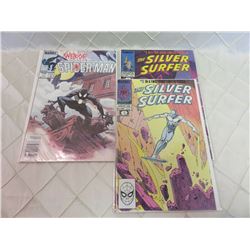 Web of Spiderman #1 (VG), Silver Surfer 2 book set (VF)
