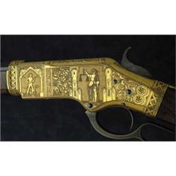 SPECTACULAR ONE OF A KIND CONRAD ULRICH ENGRAVED WINCHESTER MODEL 1866 LEVER ACTION RIFLE