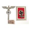 Image 1 : NAZI FLAG POLE EAGLE, ARM BAND AND SILVER EAGLE