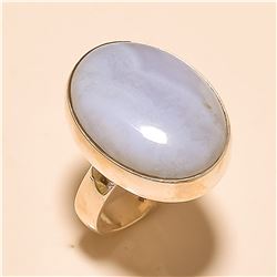 Blue Lace Agate RING Solid Sterling Silver