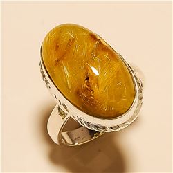 Golden Rutile RING Solid Sterling Silver
