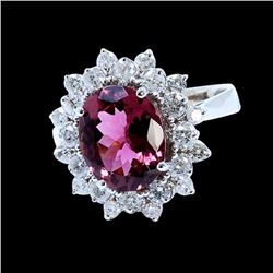 2.42CT NATURAL COPPER BEARING PINK PARAIBA TOURMALINE 14K WHITE GOLD RING