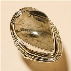 Black quartz RING Solid Sterling Silver