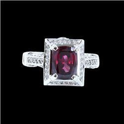 3.34CT NATURAL RASPBERRY GARNET 14K White GOLD RING