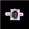 Image 1 : 3.34CT NATURAL RASPBERRY GARNET 14K White GOLD RING