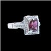 Image 2 : 3.34CT NATURAL RASPBERRY GARNET 14K White GOLD RING