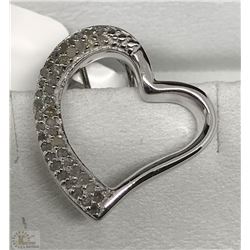 #3-STERLING SILVER DIAMOND HEART-SHAPED PENDANT