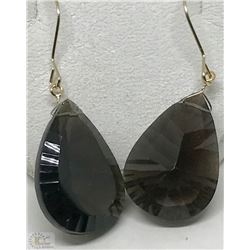#4-14K YELLOW GOLD SMOKEY QUARTZ TEAR DROP