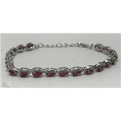 #13-STERLING SILVER ENHANCED RUBY & CZ BRACELET