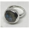 Image 1 : #14-STERLING SILVER LABRADORITE RING